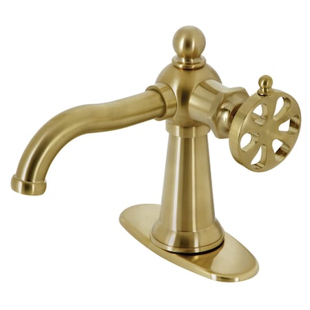 Kingston Brass KSD3547RX Single-Handle Bathroom Faucet with Push Pop-Up, Brushed Brass KSD3547RX